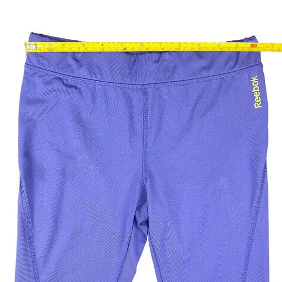 Reebok Leggings Youth Girl's Size‎ XL 16 Purple Yellow Stretch Active Cropped - Picture 5 of 8